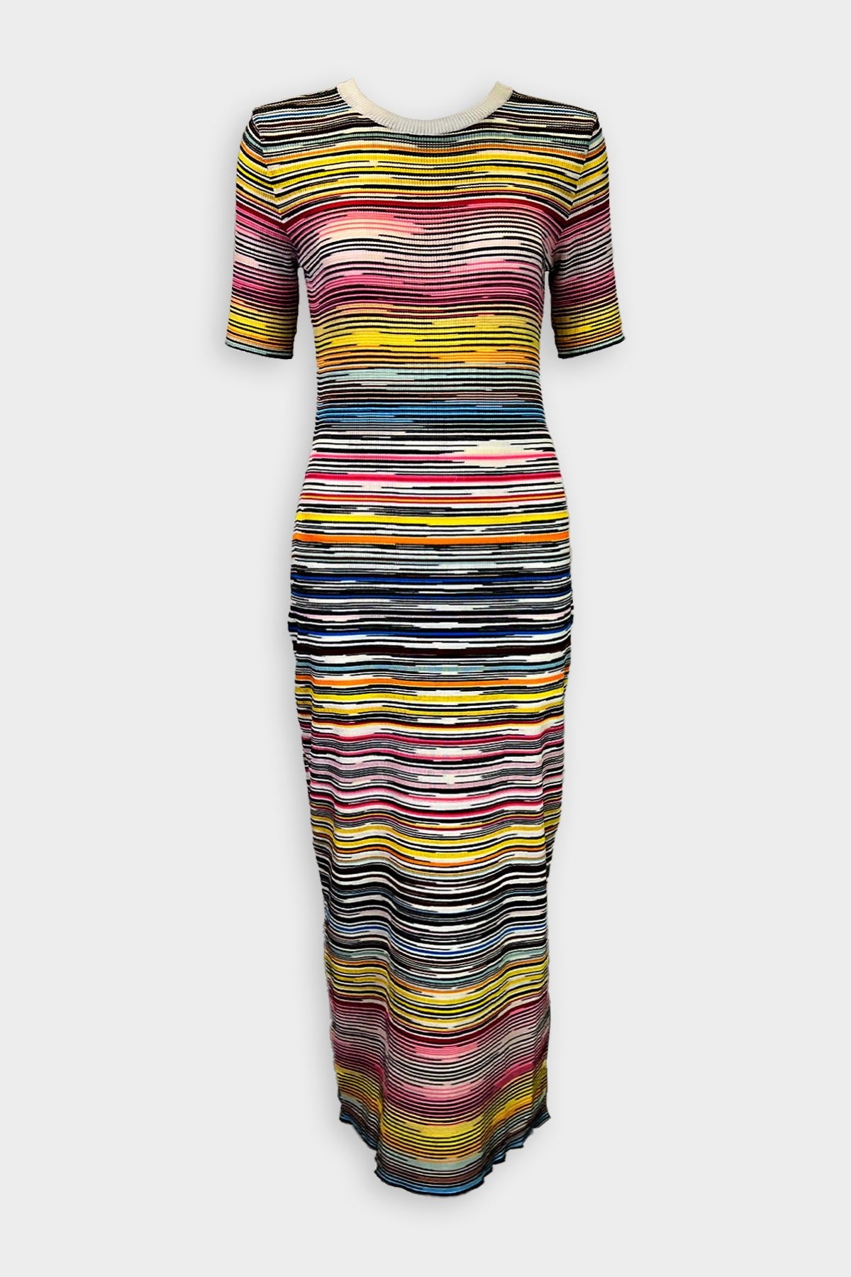 Striped Knit Maxi Dress in White Multicolor