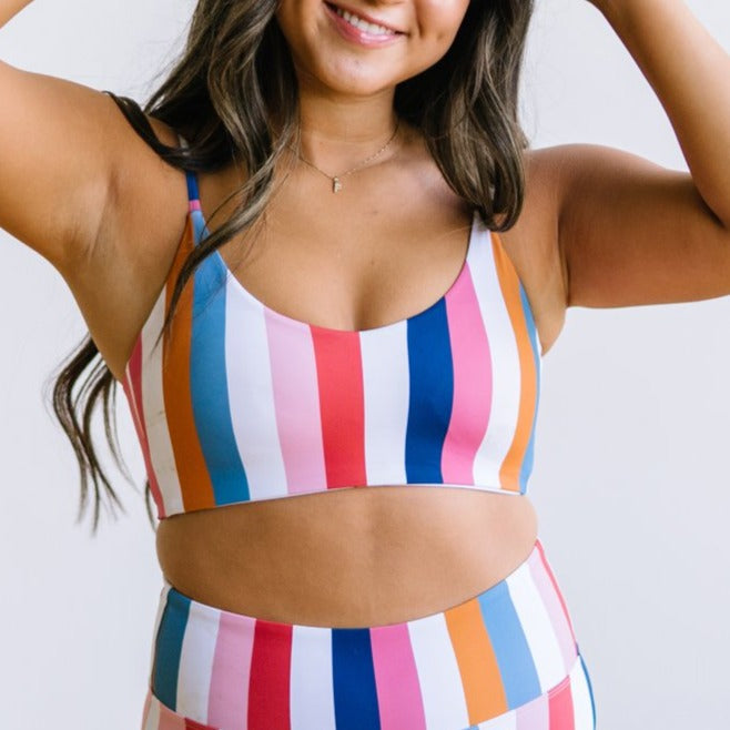 Beach House Sport: Sunkissed Stripe Zip Front Racer Back Bikini Top – Swim  City