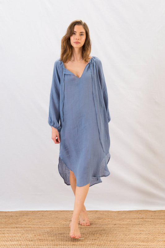 Chic Linen Shift Dress - Navy – RC & Co