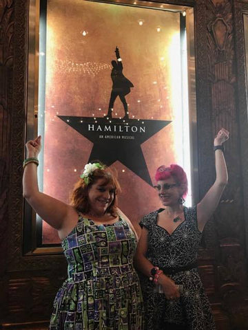 Amanda and I posing in front of the Hamilton Poster before we entered the theatre. 