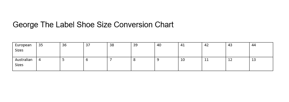 George Shoes Size Chart