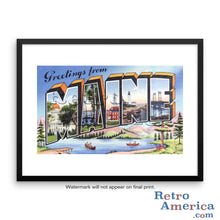 Greetings from Maine ME 3 Postcard Framed Wall Art