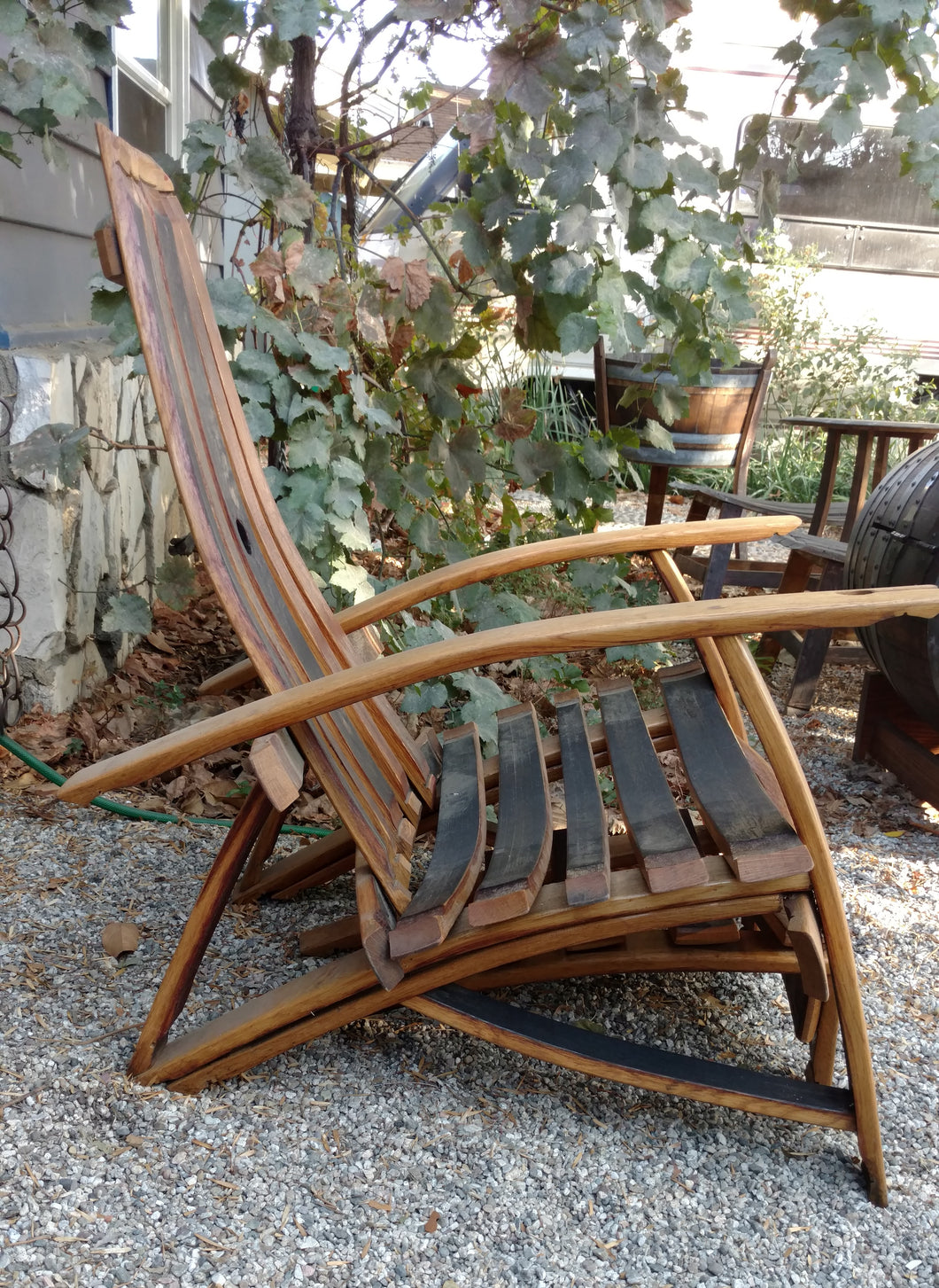 Rustic Wine Barrel Adirondack Chair – Evans Family Barrels