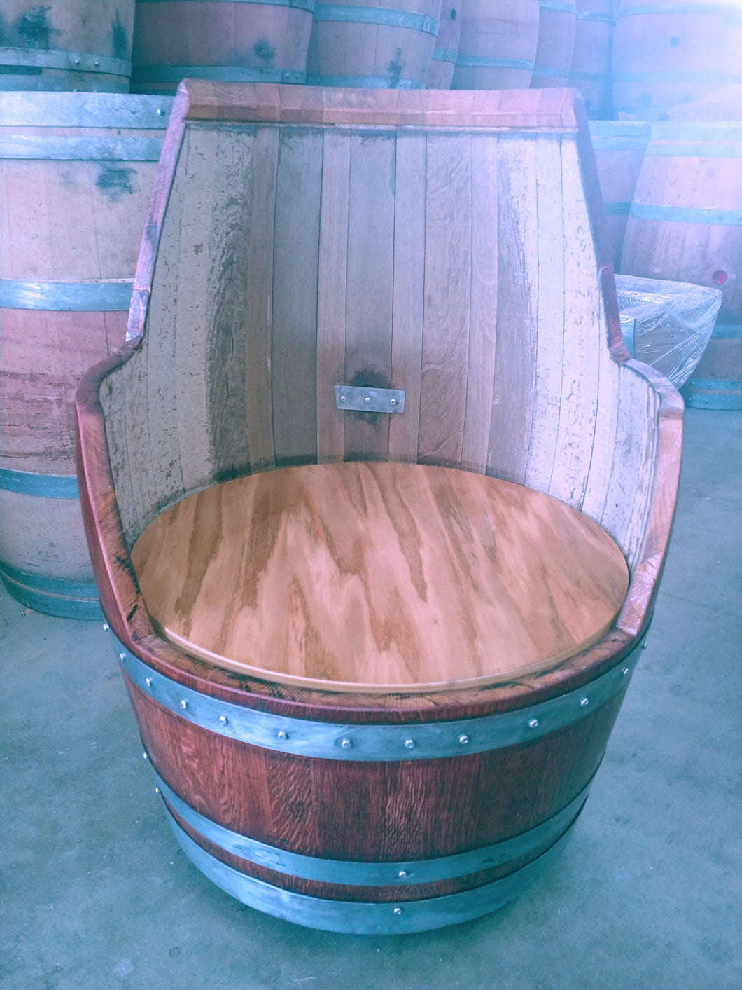 Wine Barrel DIY Arm Chair No Upholstery Oiled