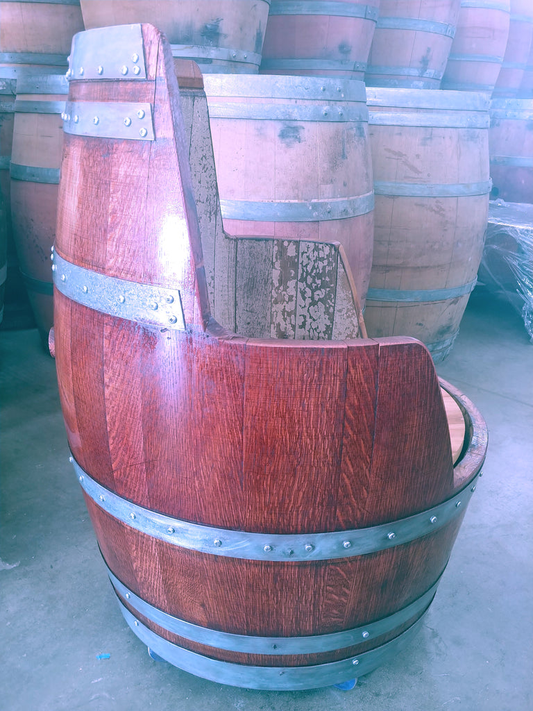 Rustic Wine Barrel Arm Chair - DIY Upholstery – Evans Family Barrels