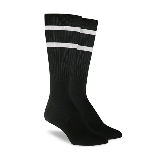 Hook - Crew Sock : Pale Grey and Black striped White – Mesbobettes