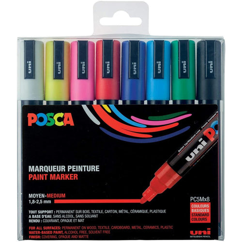 Posca Acrylic Paint Marker Sets 8-Color PC-5M Medium Monotone Set