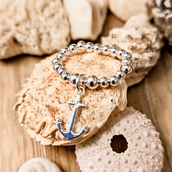 White/Gold Tone, Gorgeous Naval Nautical Bracelet with Anchor, Wheel, and  Ship Charms.