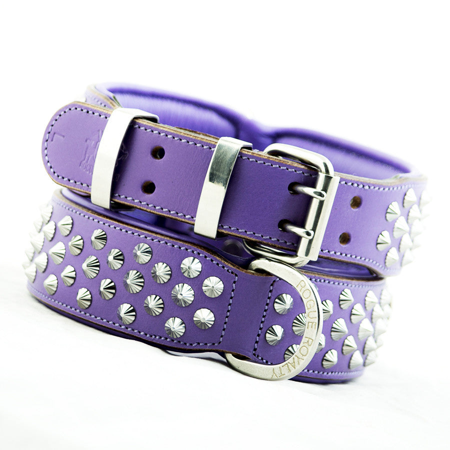 lavender leather dog collar