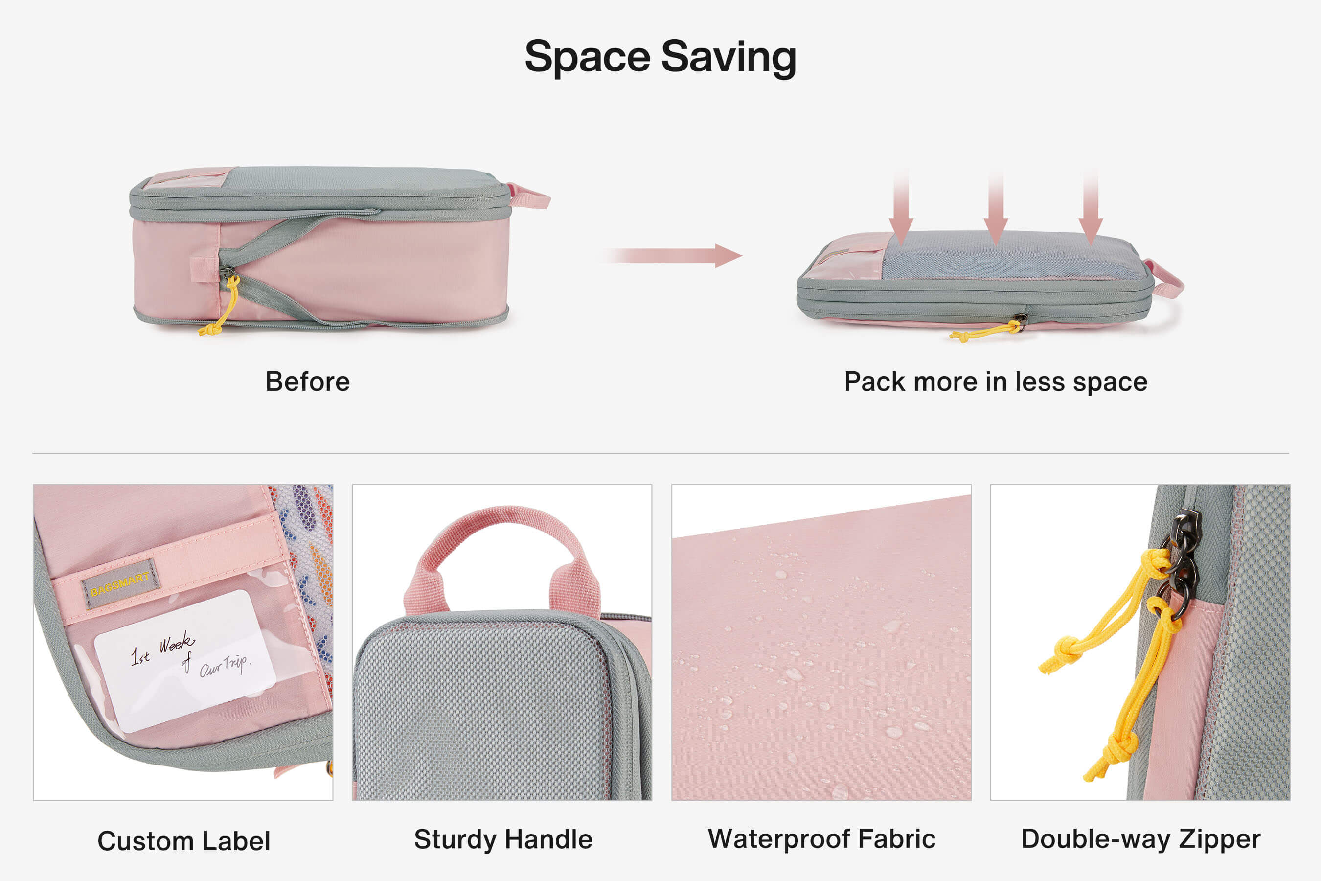 Bagsmart Travel Packing Cubes Keep Clothes Neat and Wrinkle-Free During Transit