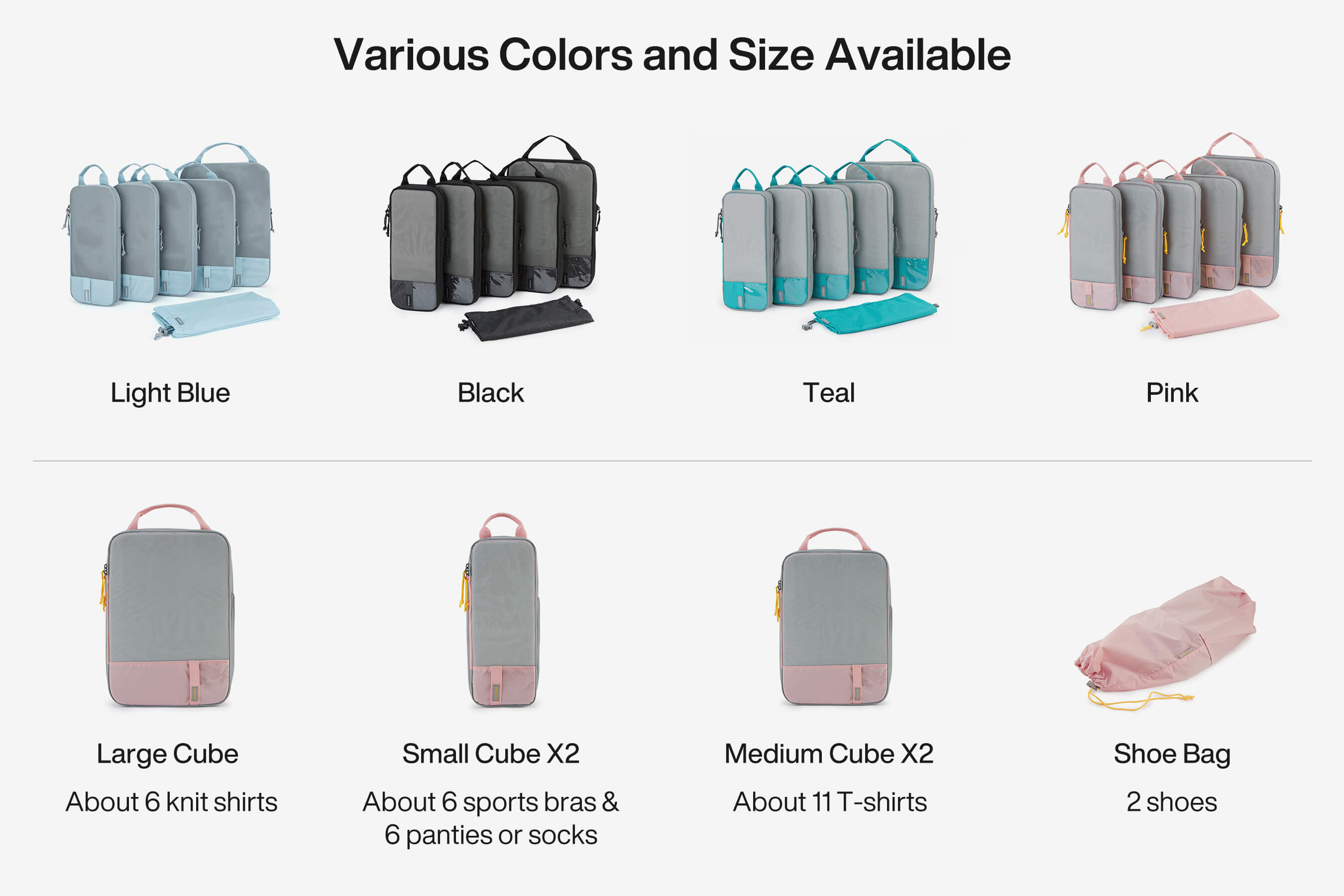 Bagsmart Compression Packing Cubes Various Colors and Size Available