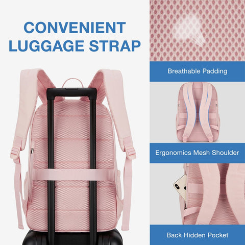 Elegant pink laptop backpack-BAGSMART