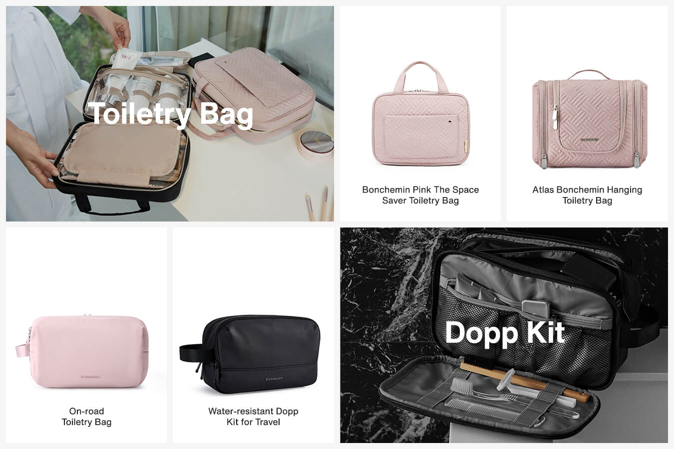 Toiletry bag and Dopp kit's storage and organization
