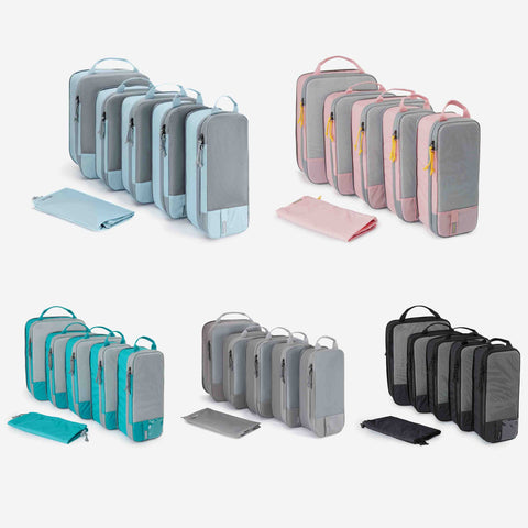 Use different packing cubes colors for easy sorting 