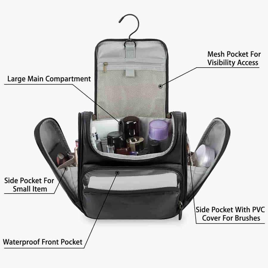 حقيبة أدوات الزينة حقيبة سفر جلدية Dopp Kit