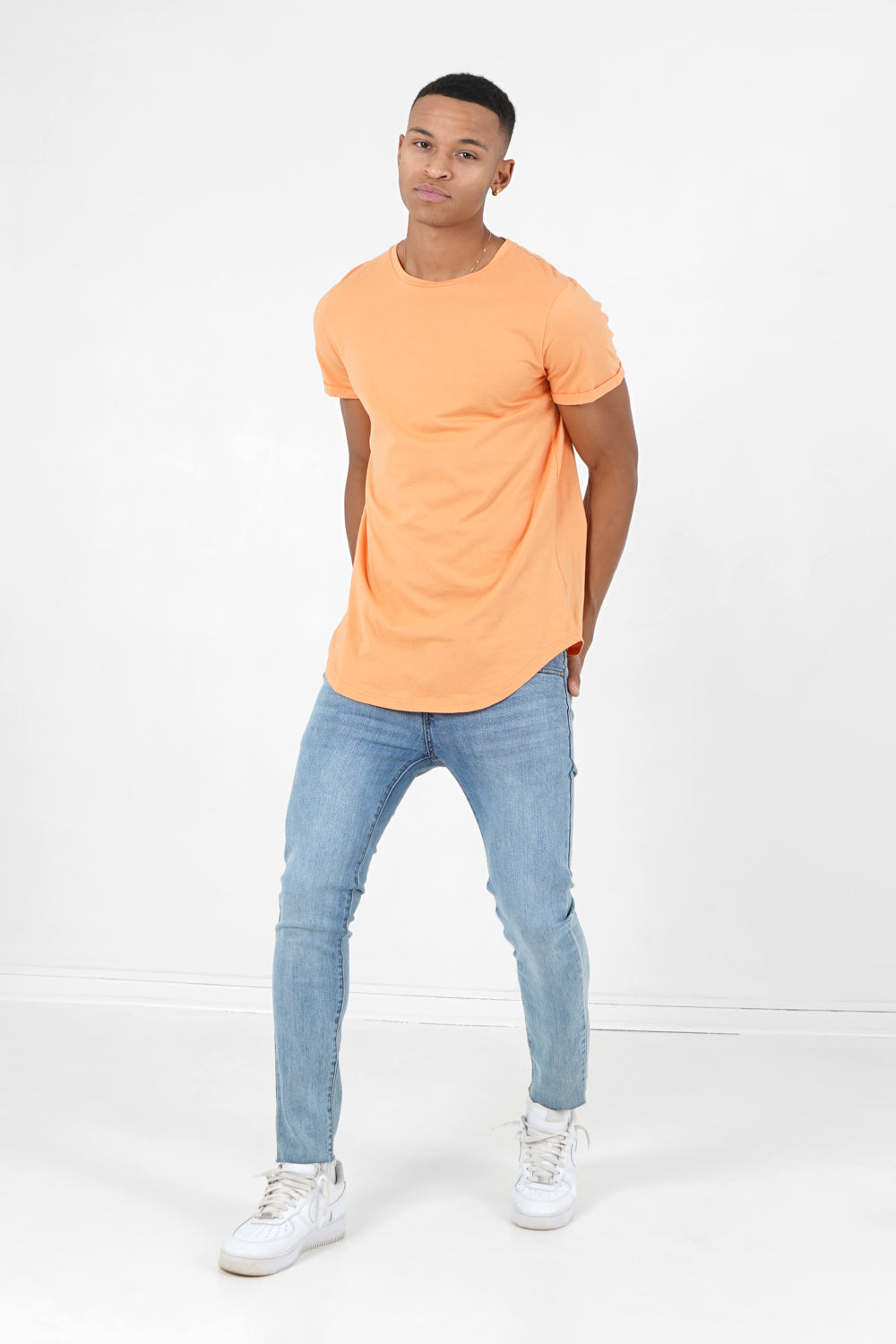 Rounded base long t-shirt Orange – Sixth June