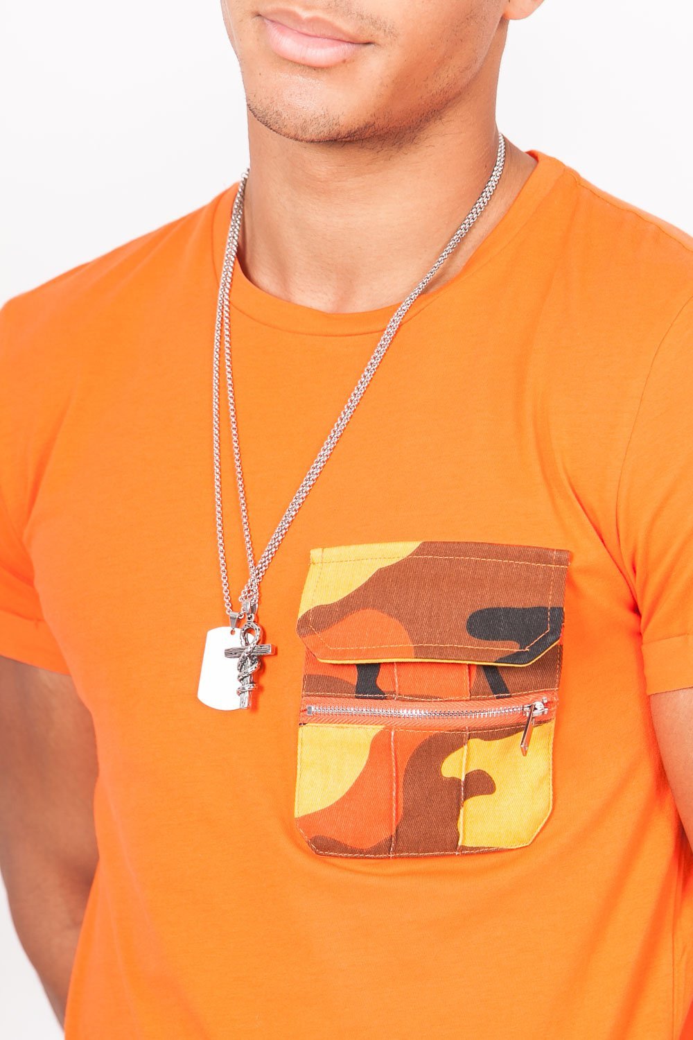 Camo Pocket T-Shirt Orange – Sixth June