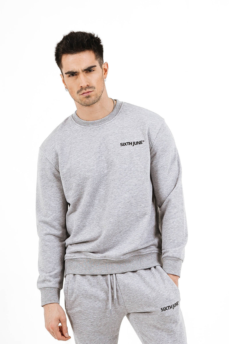 Soft embroidered logo crewneck Grey