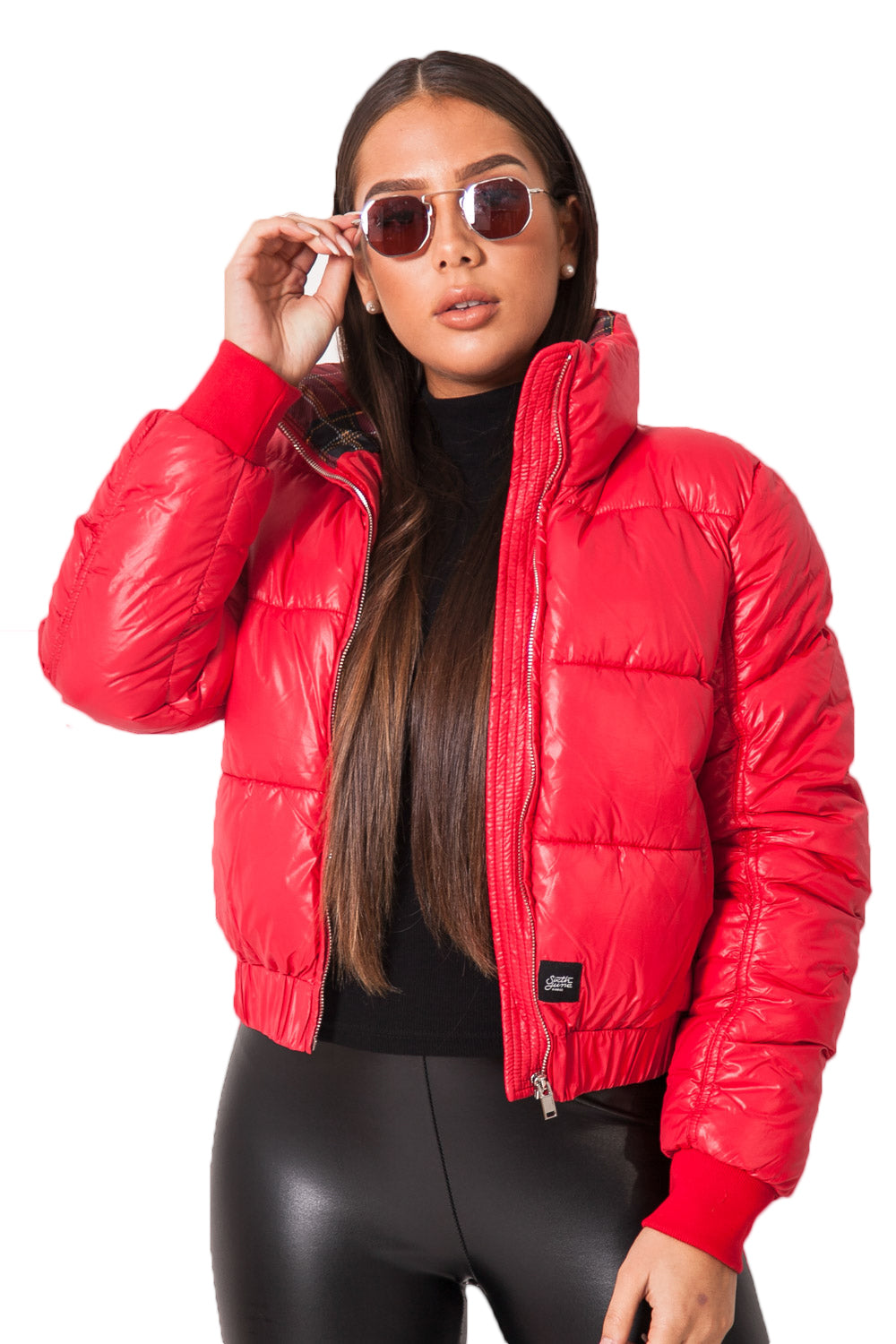 Padded Shiny Puffer Jacket Red – Sixth June