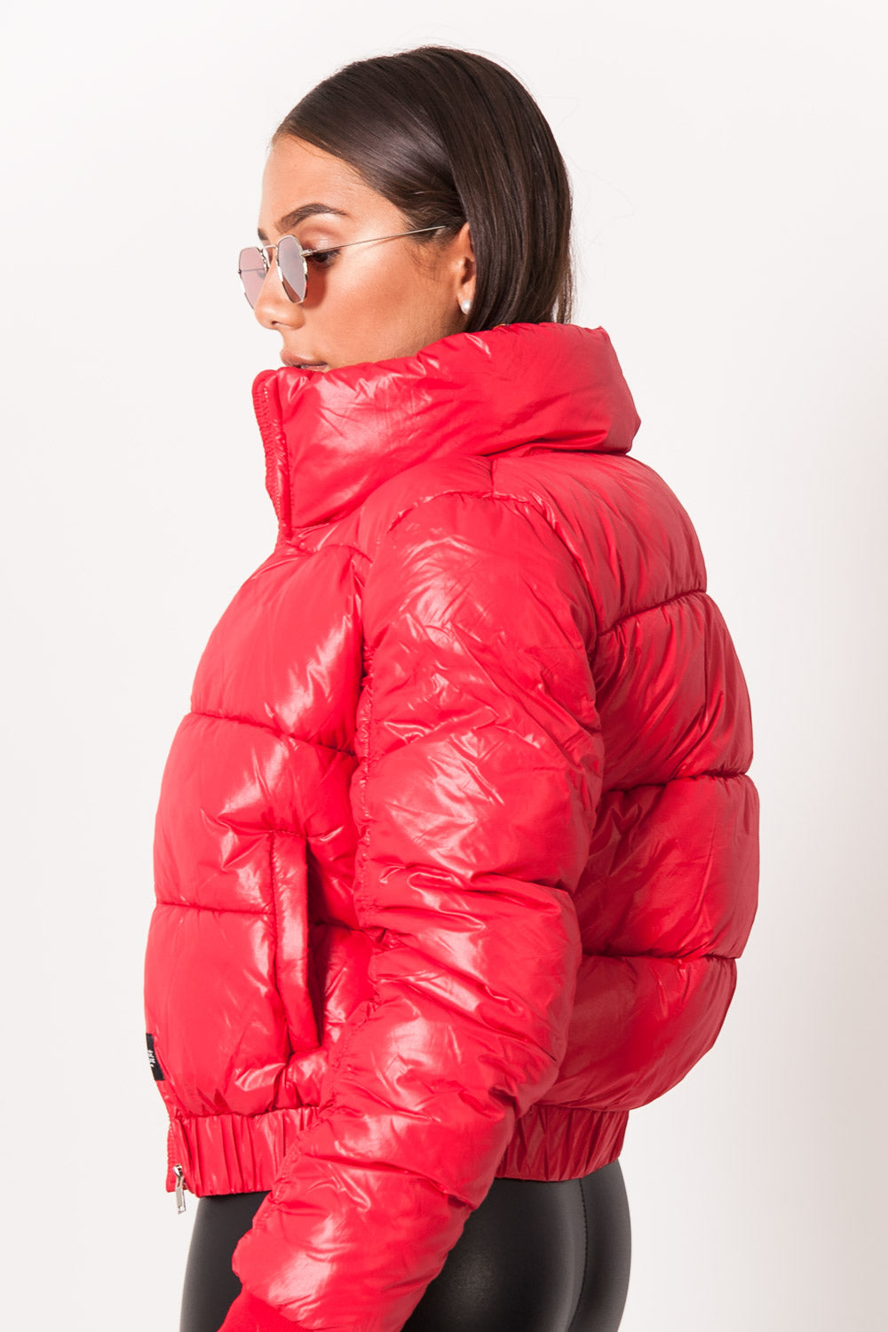 Padded Shiny Puffer Jacket Red – Sixth June