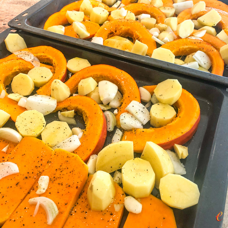 eSeasons Autumnal Spicy Pumpkin Soup with Roasted Vegetables -Ready for Roasting
