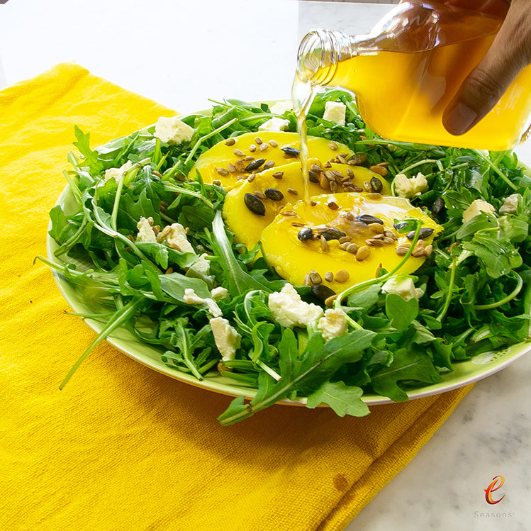 eSeasons Bento Grilled Mango & Rucola Salad- adding dressing