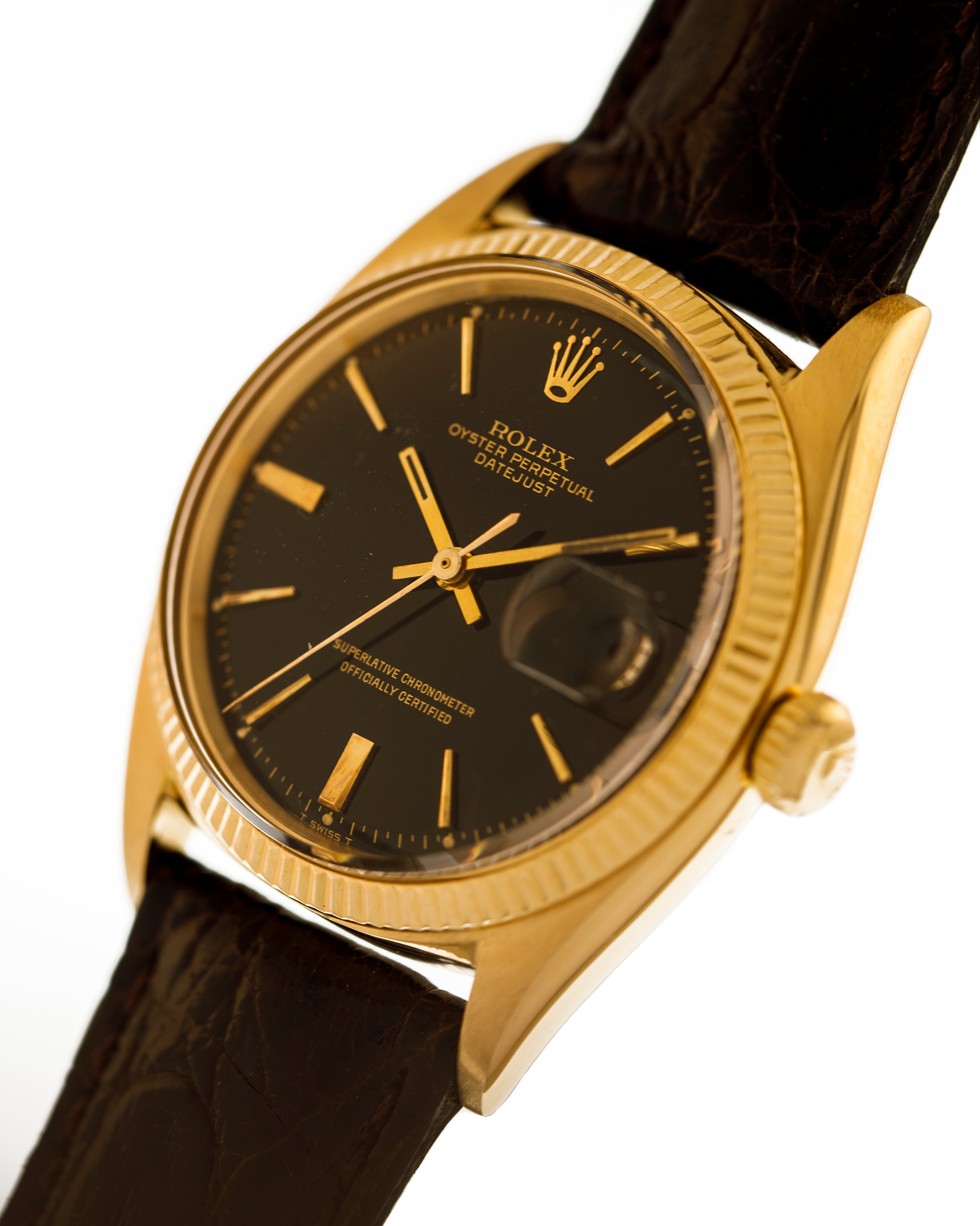 Rolex datejust ref. 1601 yellow gold and black