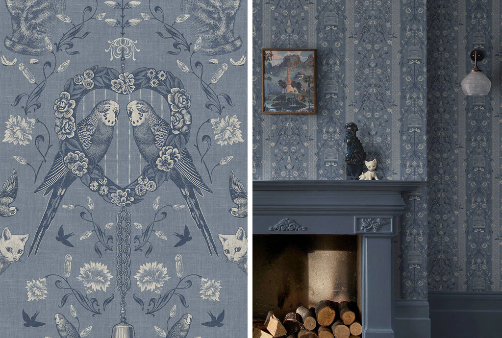 Divine Savages Bye Bye Birdie French Blue wallpaper cheeky