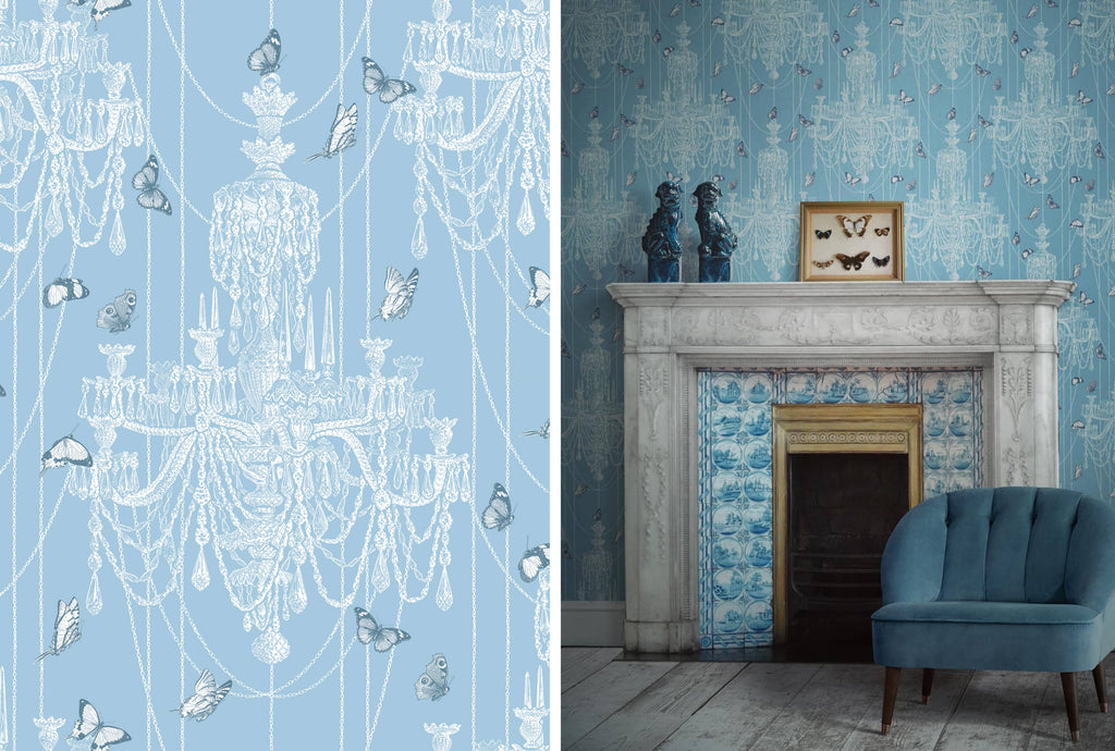 Divine Savages Crystal Wings delicate blue wallpaper