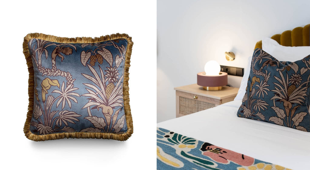 Divine Savages Botanize Heritage recycled velvet cushions Pikes Ibiza Hotel