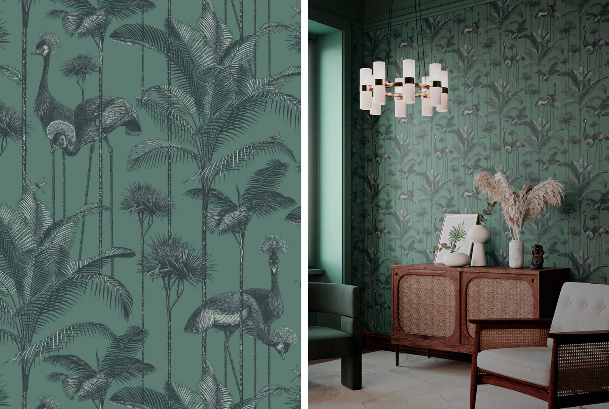 Divine Savages Crane Fonda teal wallpaper