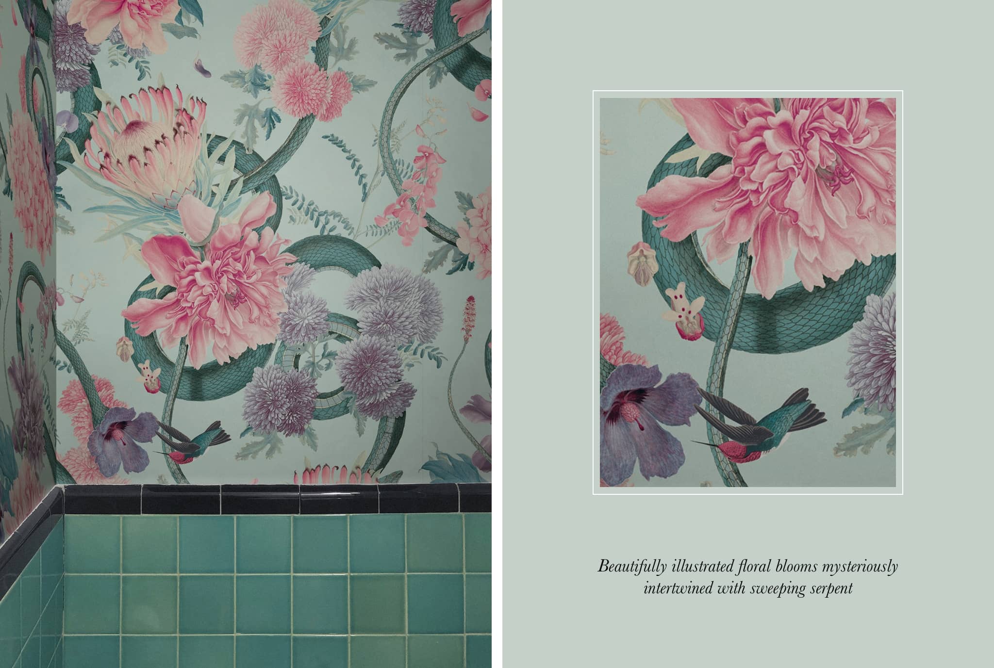 Forbidden Bloom Wallpaper in Peppermint