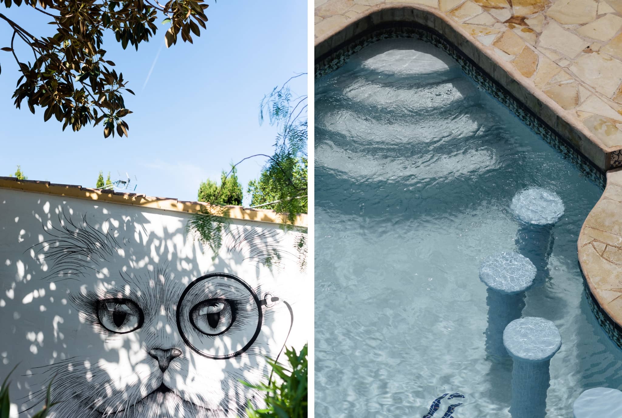 Pikes Ibiza Hotel mural and pool