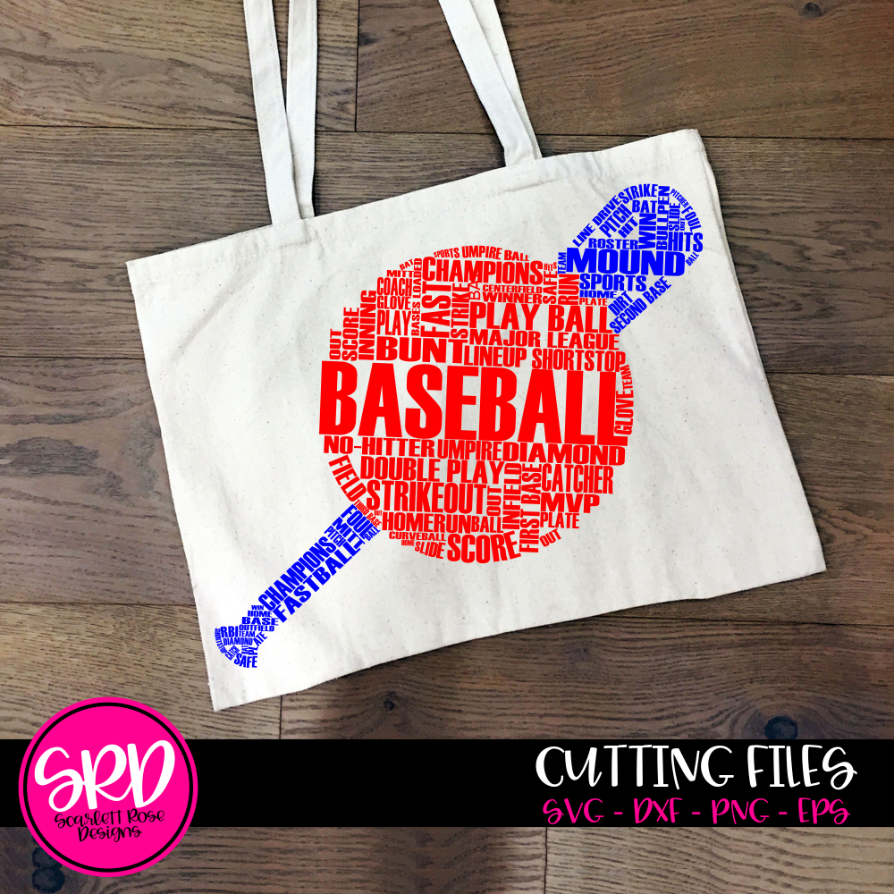 Download Baseball and Bat Word Cloud Art SVG cut file, Sports SVG ...