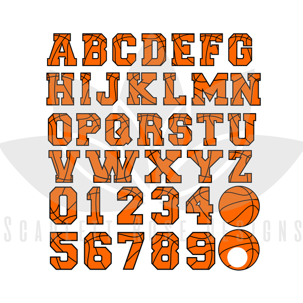 Download Basketball Font, Letters, Numbers, Monogram SVG cut file, Sports Font Design - Scarlett Rose Designs