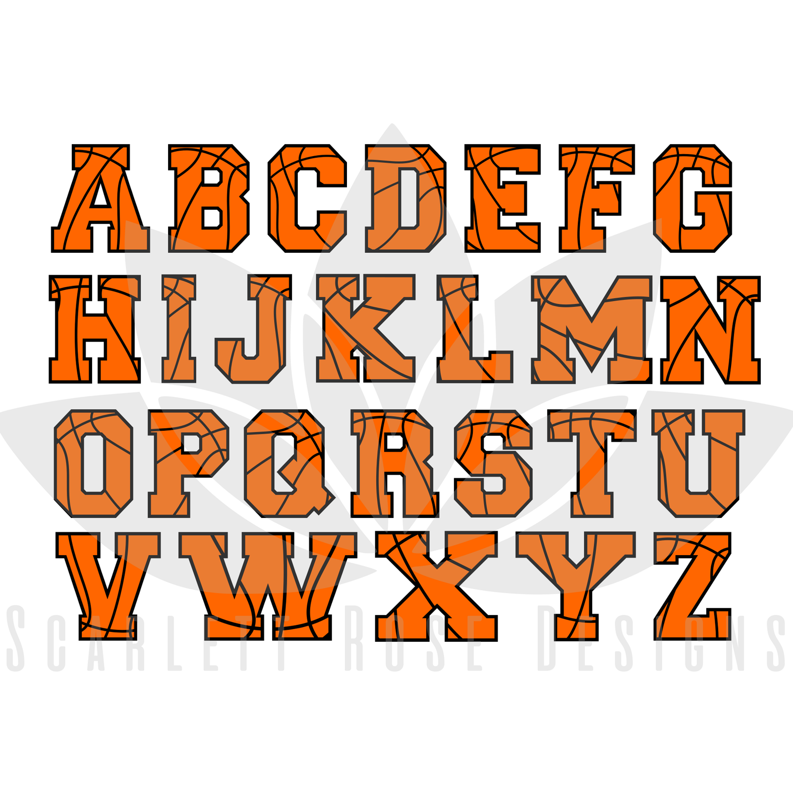 Basketball Font Letters Numbers Monogram Svg Cut File Sports Font