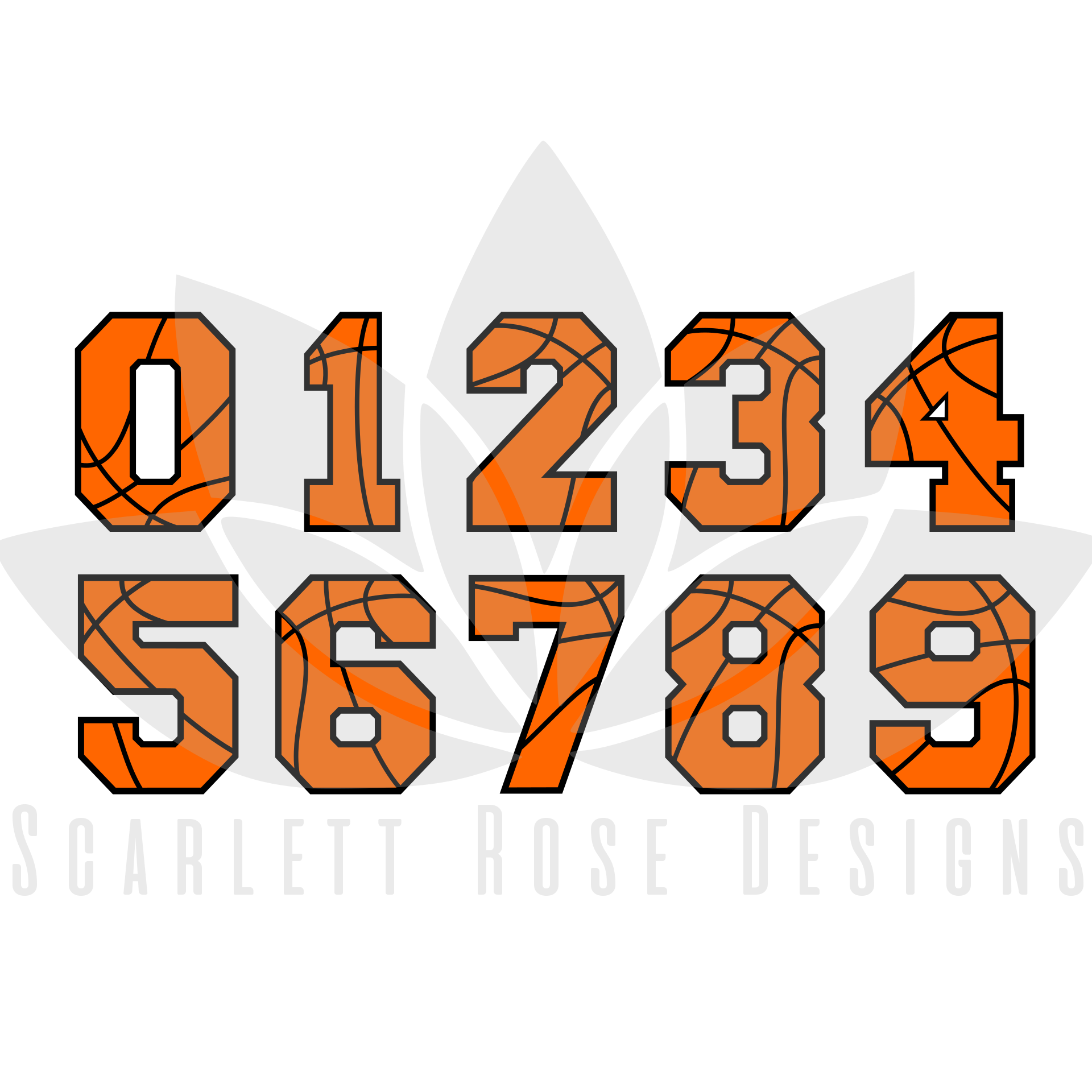 Download Basketball Pattern Numbers Font Svg Cut File Team Sports Ball Design Scarlett Rose Designs