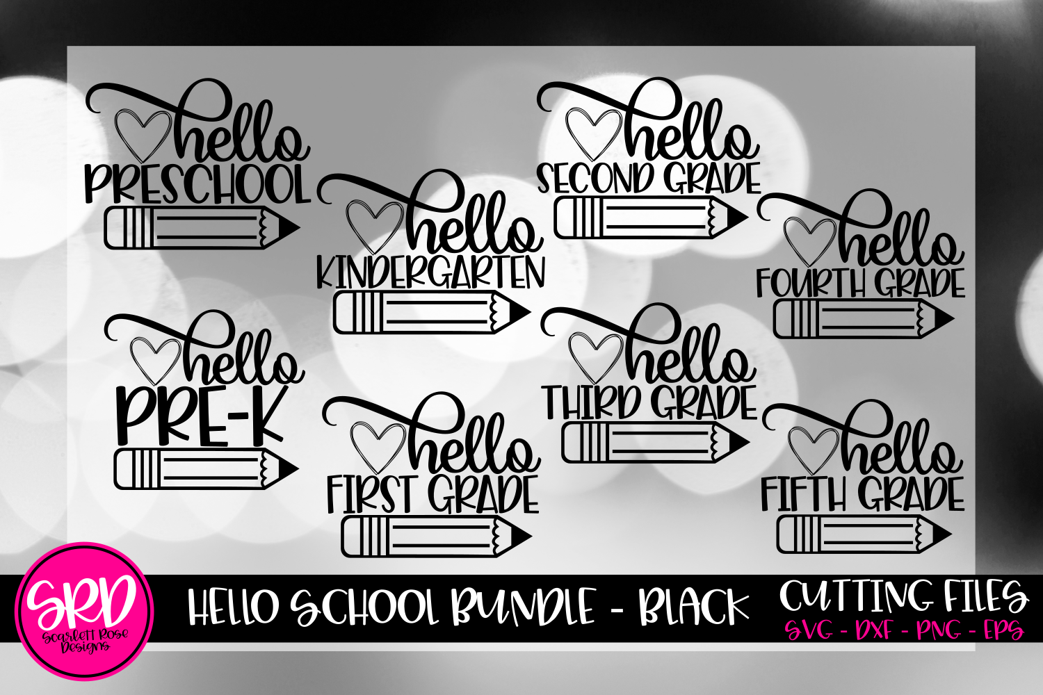 School Svg Hello School Svg Bundle Color Cut File Scarlett Rose Designs
