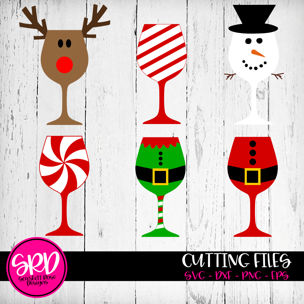 Christmas SVG, Christmas Wine Glasses cut file - Scarlett Rose Designs