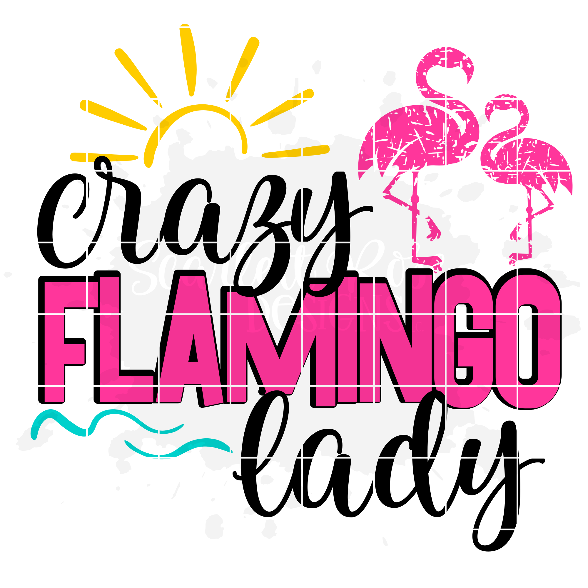 Download Crazy Flamingo Lady - 2 Flamingos - Distressed SVG cut ...