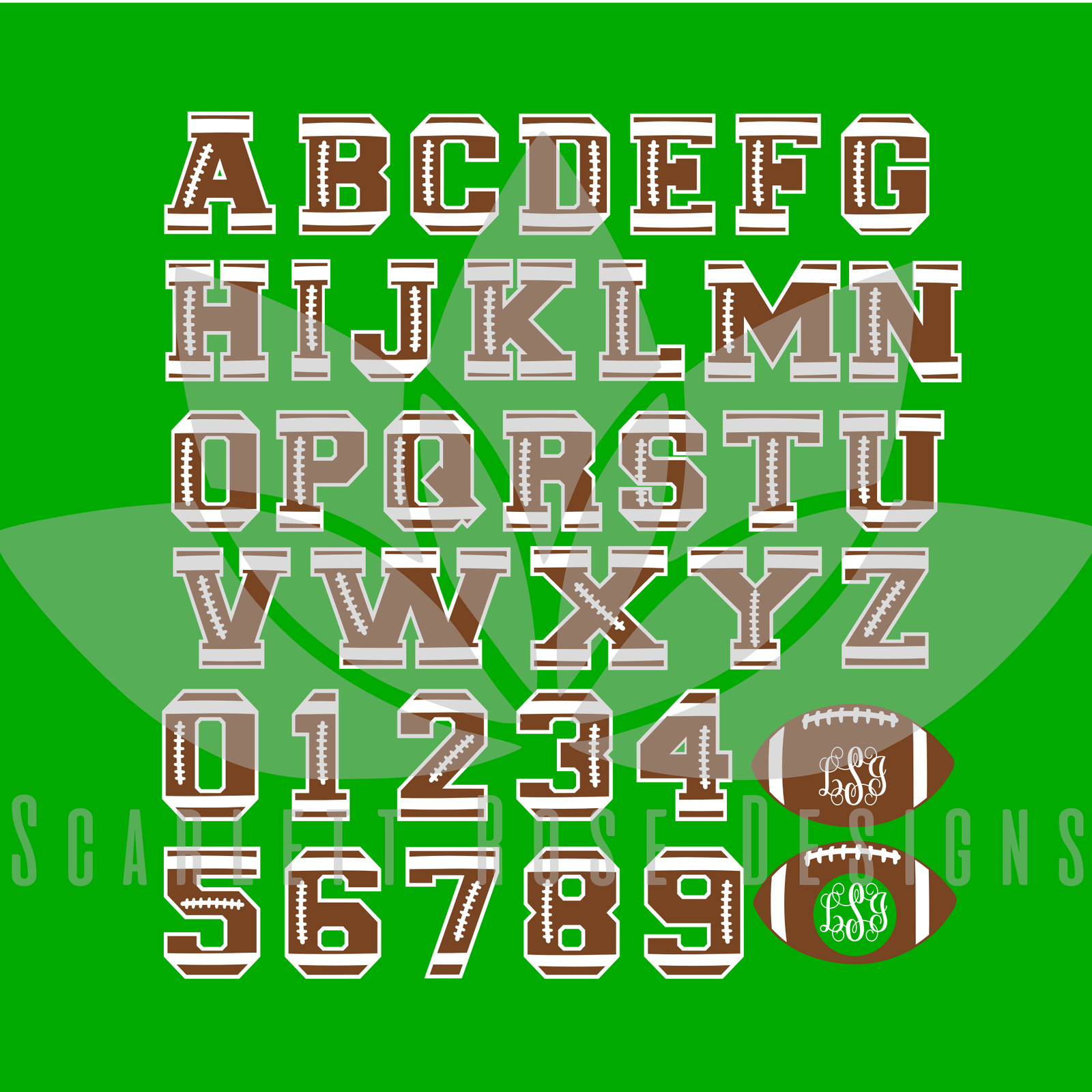 Football Font, Letters, Numbers, Monogram SVG cut file, Football ...