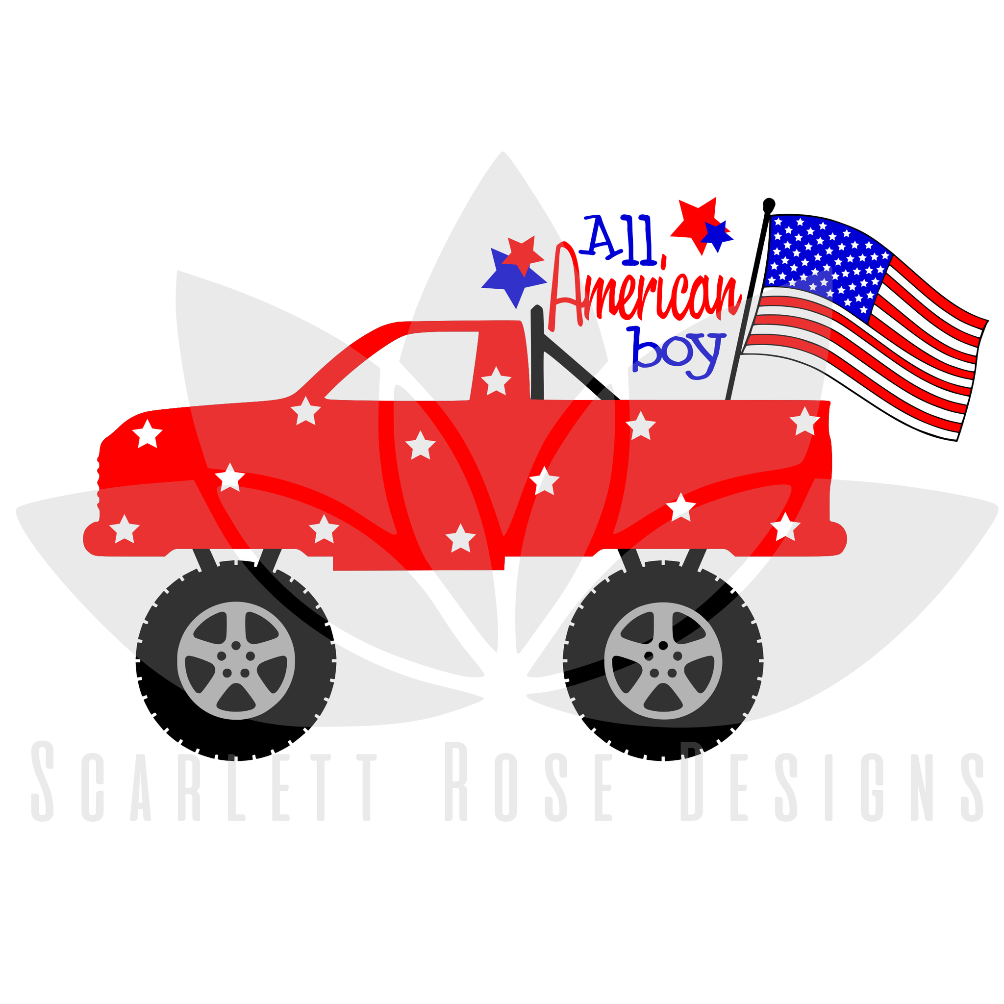 Download Fourth Of July Svg Cut File All American Boy Flag Monster Truck Scarlett Rose Designs