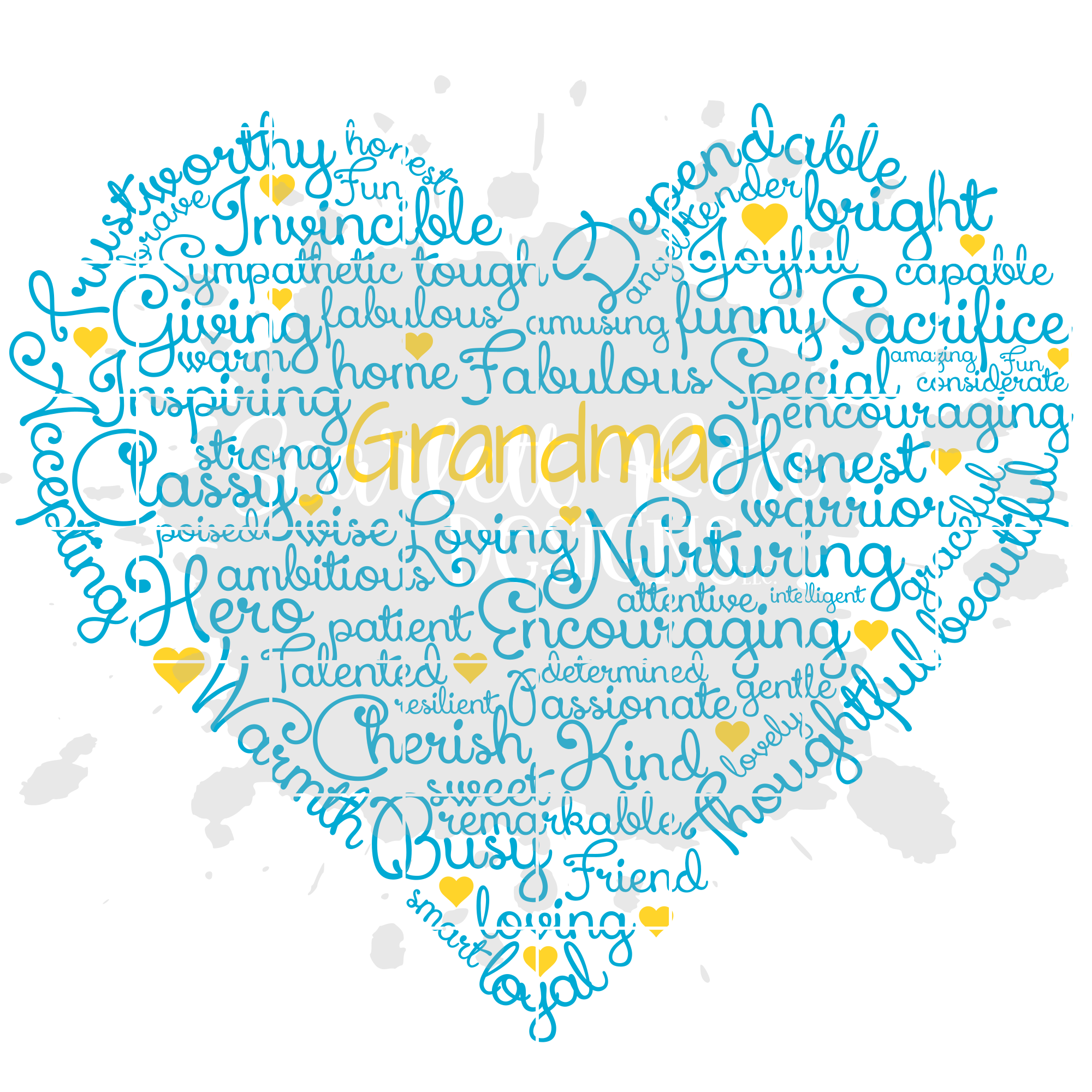 Download Mother's Day SVG cut file, Best Grandma Heart Word Cloud Art - Scarlett Rose Designs