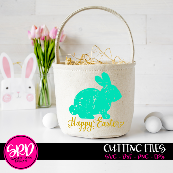 Download Easter SVG, Happy Easter - Distressed Bunny SVG - Scarlett ...