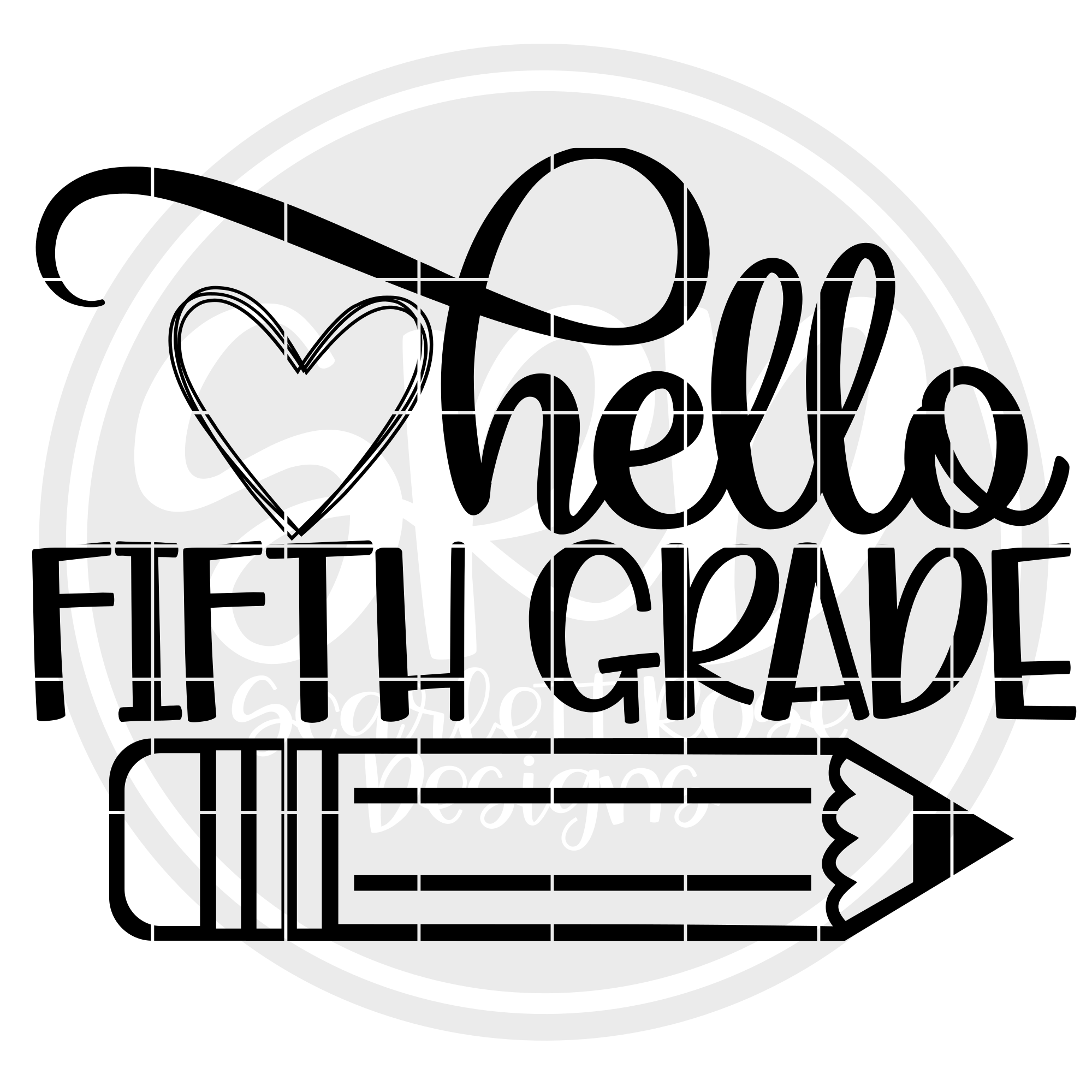 School Svg Hello 5th Grade Svg Black Cut File Scarlett Rose Designs