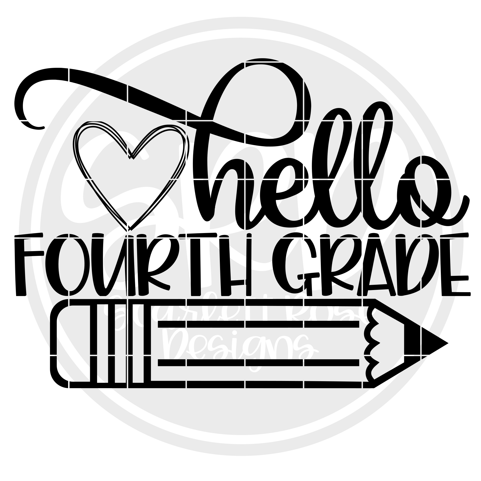 Download School Svg Hello Fourth Grade Svg Black Cut File Scarlett Rose Designs