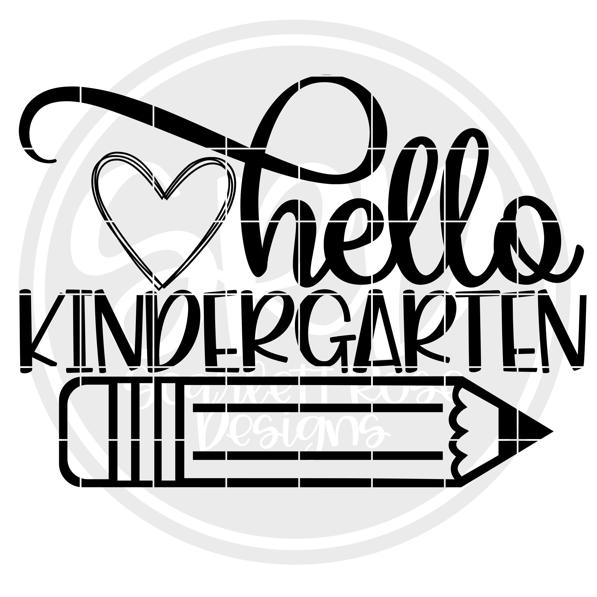 Download School Svg Hello Kindergarten Svg Black Cut File Scarlett Rose Designs