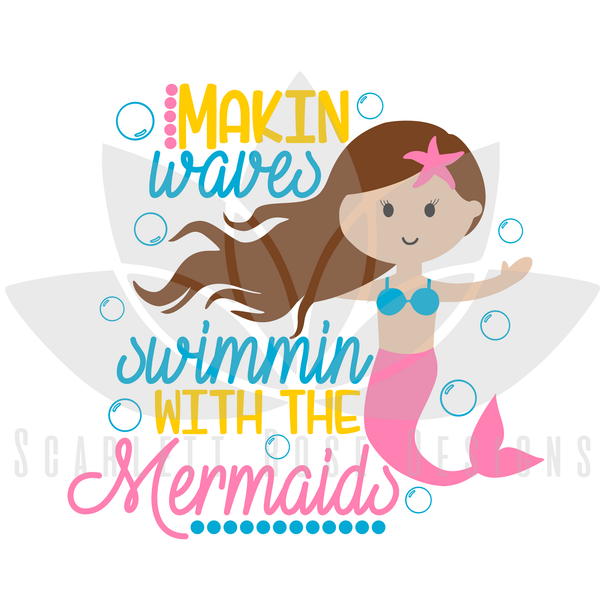 Download Summer Mermaid SVG cut file, Making Waves Swimming with ...