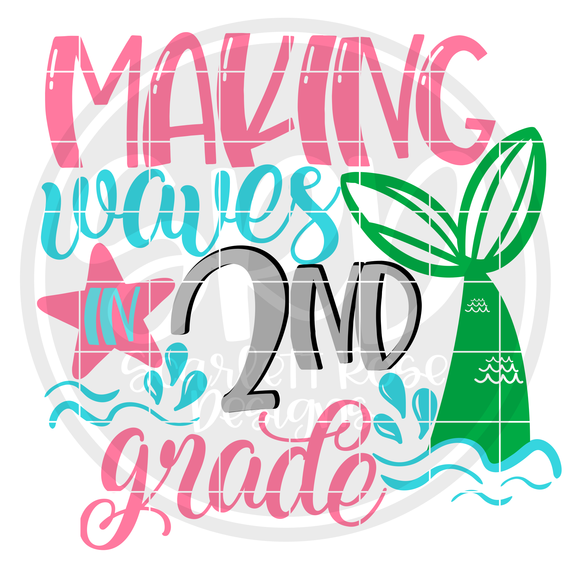 School Svg Making Waves In 2nd Grade Svg Cut File Scarlett Rose Designs