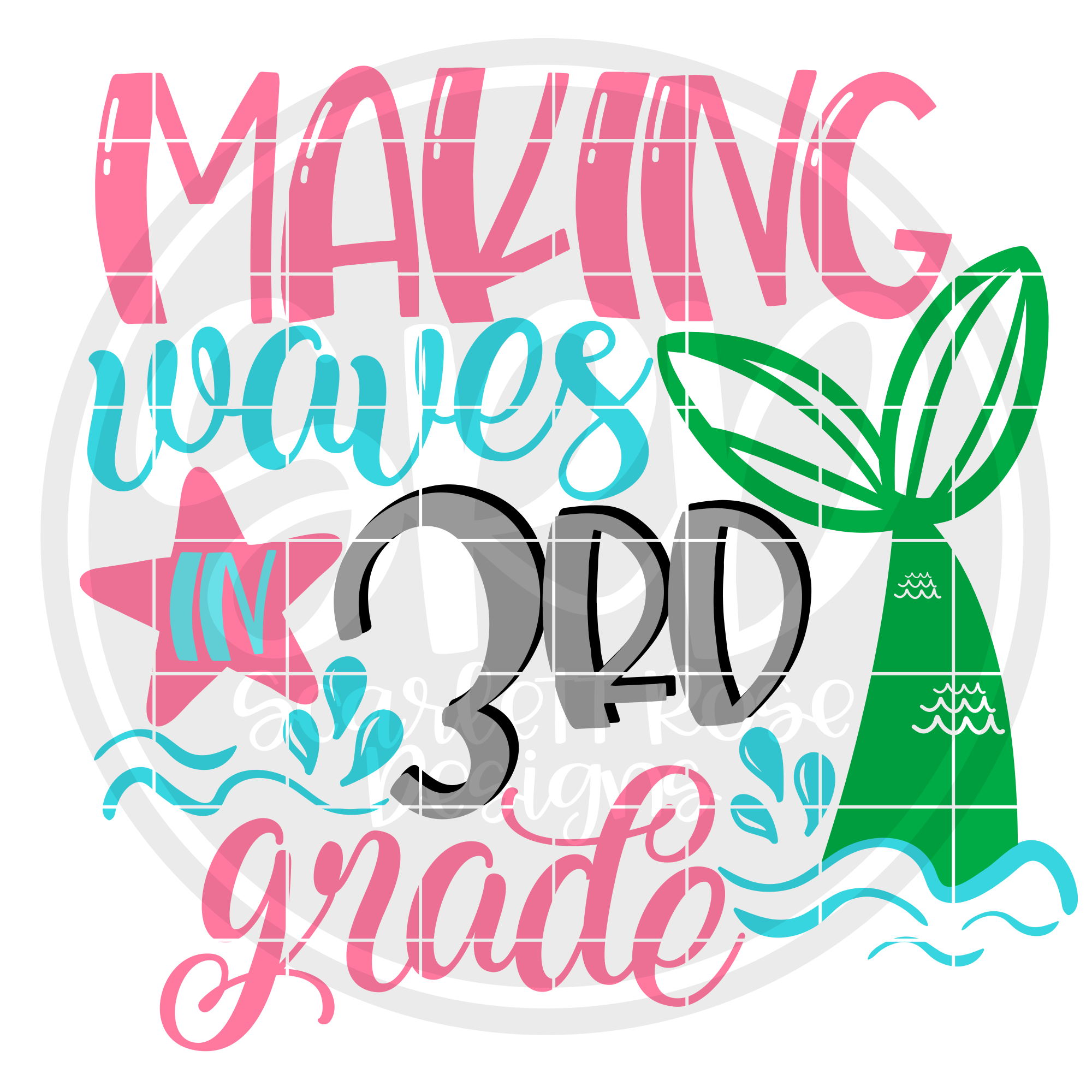 School Svg Making Waves In 3rd Grade Svg Cut File Scarlett Rose Designs